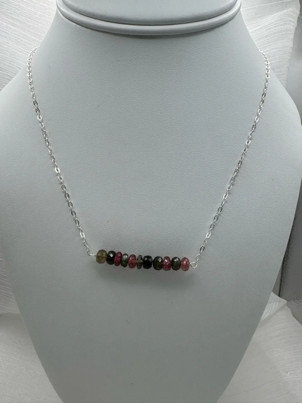 N0094 Rainbow Tourmaline Necklace (S925)
